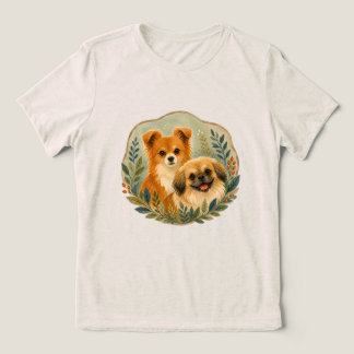 Pomchi en Pekingees watercolor hondenillustratie Tri-Blend Shirt