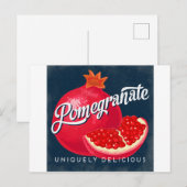 Pomegranaat Briefkaart  Fruit Label Retro (Voorkant / Achterkant)