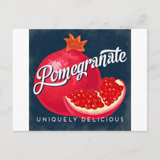 Pomegranaat Briefkaart  Fruit Label Retro (Voorkant)