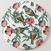 Pomegranaat en Lovevogels Ronde Button 6,0 Cm (Voorkant)