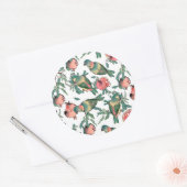 Pomegranaat en Lovevogels Ronde Sticker (Envelop)