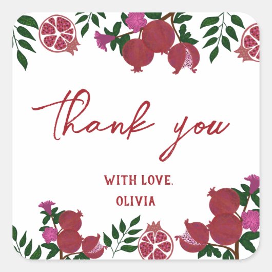 Pomegranaat Fruite Birthday Gift Vierkante Sticker (Voorkant)