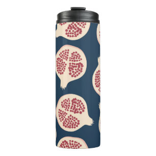 Pomegranaat naadloos patroon, achtergrond met pome thermosbeker
