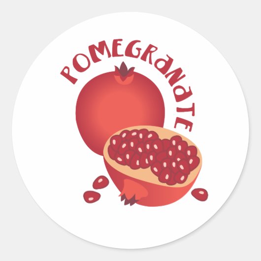 Pomegranaat Ronde Sticker (Voorkant)