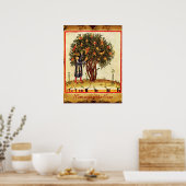 POMEGRANAAT TREE ANTIEK PARCHMENT POSTER (Keuken)