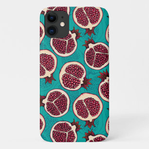 Pomegranaatplakken op turquoise iPhone 11 hoesje