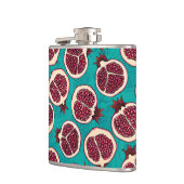 Pomegranaatplakken op turquoise heupfles (Links)