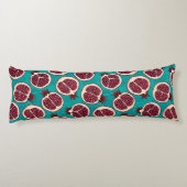 Pomegranaatplakken op turquoise lichaamskussen (Achterkant)