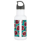 Pomegranaatplakken op turquoise waterfles (Achterkant)