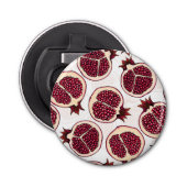 Pomegranaatplakken op wit button flesopener (Voorkant)
