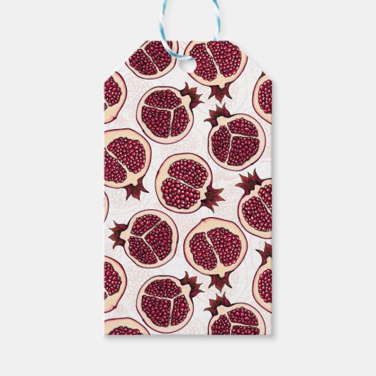Pomegranaatplakken op wit cadeaulabel (Voorkant)