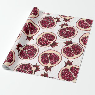 Pomegranaatplakken op wit cadeaupapier