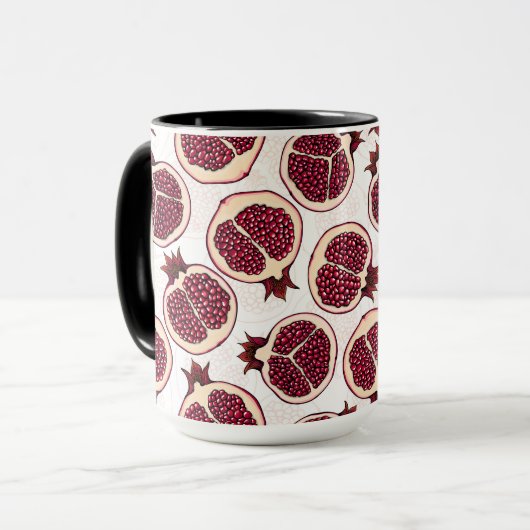 Pomegranaatplakken op wit mok (Voorkant links)