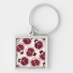 Pomegranaatplakken op wit sleutelhanger