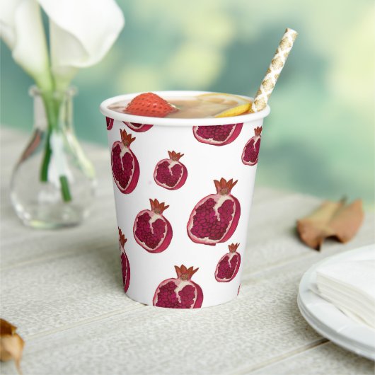 Pomegranate Design Paper Cup Papieren Bekers (Insitu)