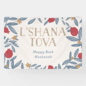 Pomegranate Florals Happy Rosh Hashanah Spandoek (Horizontaal)