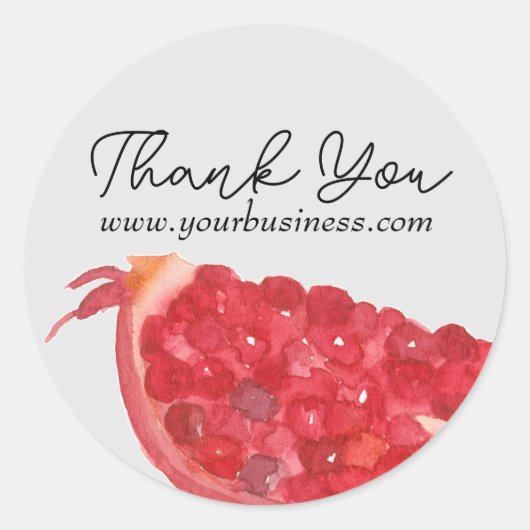 Pomegranate Fruit Slice Gray Hartelijk dank Ronde Sticker (Voorkant)