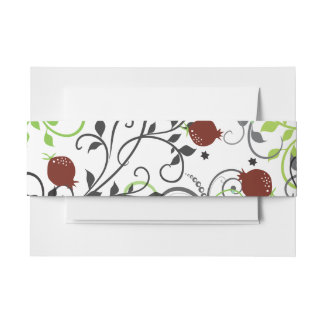 Pomegranate Jwish Wedding Invitation Belly Band Uitnodigingen Wikkel
