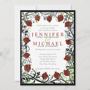 Pomegranate Jwish Wedding Invitation Kaart