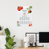 Pomegranate Mediterranean Wedding Seating Chart Poster (Thuiskantoor)