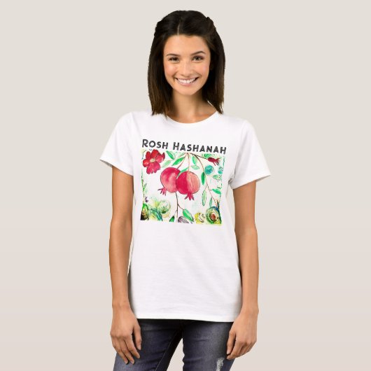 Pomegranate Rosh Hashanah Fruit Shana Tova T-shirt (Voorkant volledig)