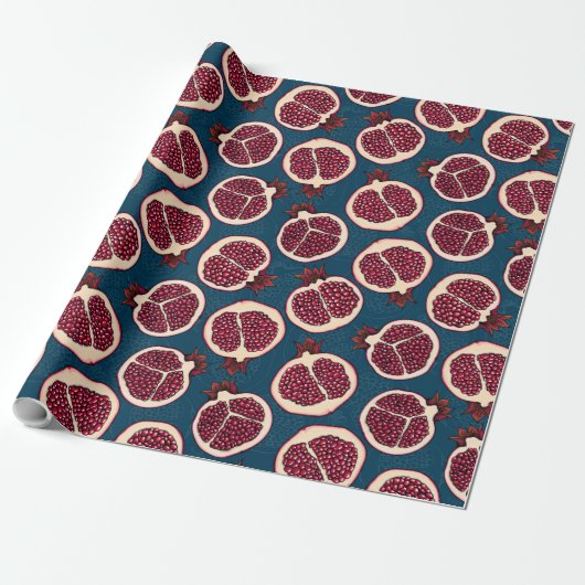 Pomegranate slices wrapping paper cadeaupapier (Uitgerold)