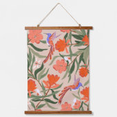 Pomegranate tuin met vogels en insecten hangend wandkleed (Voorkant)