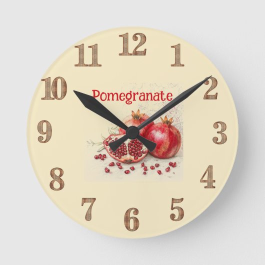 Pomegranate Wall Clock Ronde Klok (Voorkant)