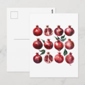 Pomegranate Watercolor Art Briefkaart (Voorkant / Achterkant)