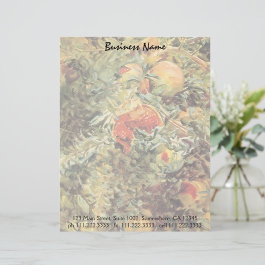 Pomegranaten II van John Singer Sargent Gepersonaliseerd Briefhoofd (Staand voorkant)