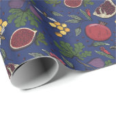 Pomegranates, Figs and Honey Bees Navy Blue Cadeaupapier (Rol Hoek)