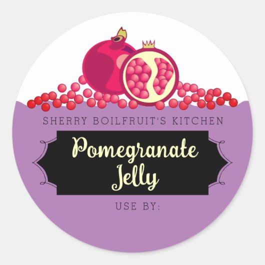 Pomegranates-zaden, zelfgemaakt door jam jelly can ronde sticker (Voorkant)
