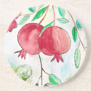 Pomegrante schilderkunst zandsteen onderzetter