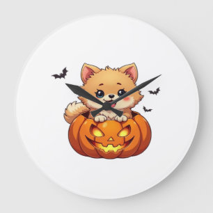Pomeraniaanse hond Fijne Halloween pompoen Klassie Grote Klok