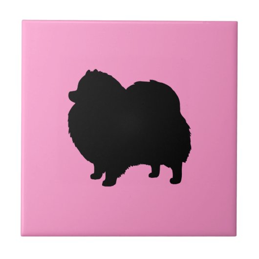 Pomeranian Black Dog Silhouette Tegeltje (Voorkant)