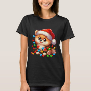 Pomeranian Christmas Lights Dog Funny Xmas T-shirt