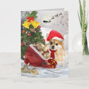 Pomeranian Christmas Snow Scene kaarten