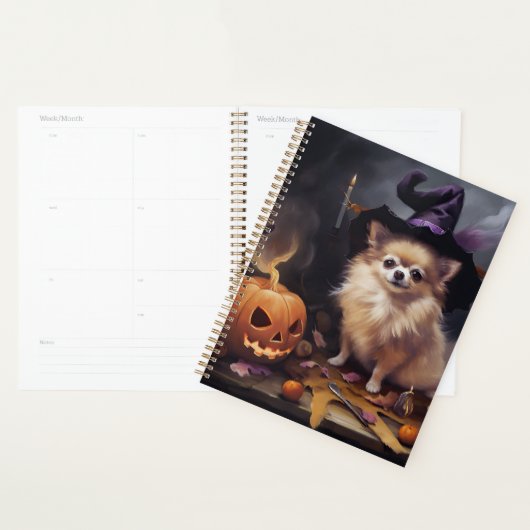 Pomeranian Citrouilles Halloween Épouvantable (Devant avec enveloppe)