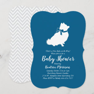 Pomeranian Dog Baby shower Blue Boy Kaart