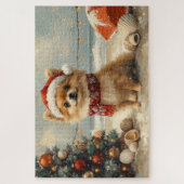 Pomeranian Dog Christmas  Beach Legpuzzel (Verticaal)