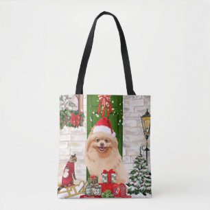 Pomeranian Dog Kerstmis Draagtas