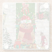 Pomeranian Dog Kerstmis Glazen Onderzetter (Achterkant)