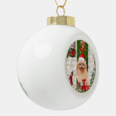 Pomeranian Dog Kerstmis Keramische Bal Ornament (Links)