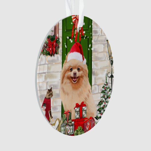 Pomeranian Dog Kerstmis Ornament (voorkant)