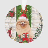 Pomeranian Dog Kerstmis Ornament (voorkant)