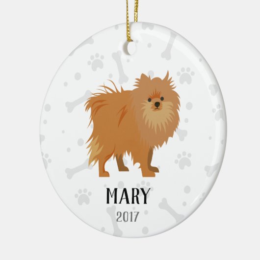 Pomeranian Dog Persoonlijke kerstversiering Keramisch Ornament (Links)