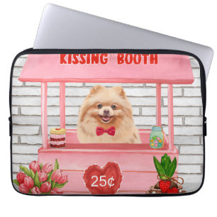 Pomeranian Dog Valentijnsdag Kissing Booth Laptop Sleeve