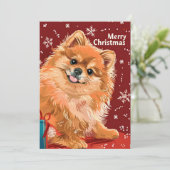 Pomeranian Feestdagenkaart (Staand voorkant)