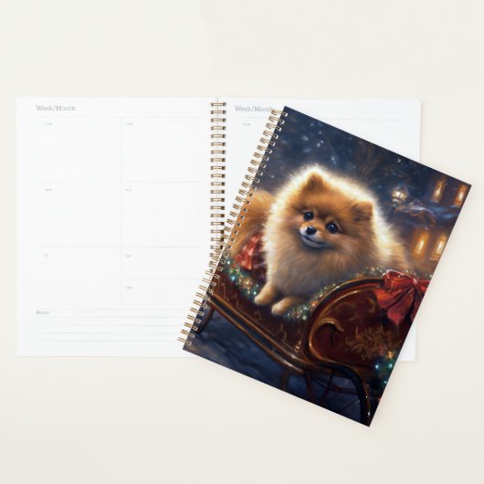 Pomeranian Fêtes de Noël Brossé (Devant avec enveloppe)