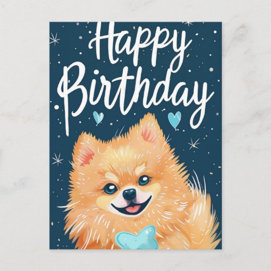Pomeranian Gefeliciteerd  Briefkaart (Voorkant)
